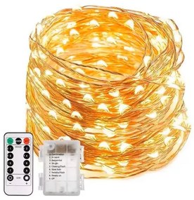 10M-es Melegfehér kültéri LED égősor USB-s