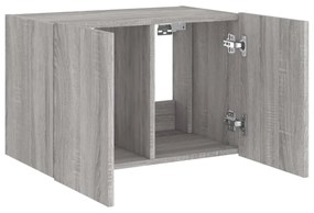 szürke sonoma színű fali TV-szekrény LED-ekkel 60x35x41 cm