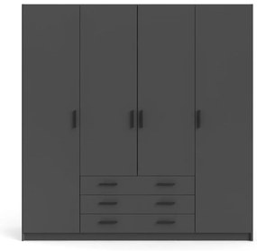 Sötétszürke ruhásszekrény 196x200 cm Sprint – Tvilum
