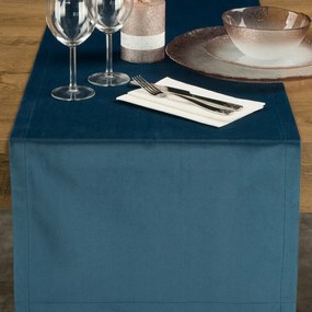 Egyszínű bársony asztali futó Gránátkék 40x140 cm
