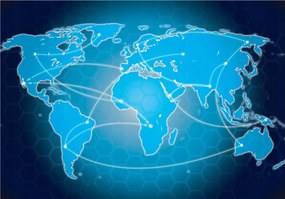 Flizelin fotótapéta Világtérkép Globális kommunikációs hálózat 350x250 +ragasztó