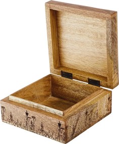 FLOWER BOX mangófa tárolódoboz virág mintával 14 x 14cm