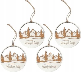 Fa Karácsonyfadísz "hegyek" 10 CM Hegyekkel Szett x 4 Db Boldog Karácsonyt