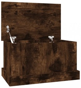 füstös tölgy színű szerelt fa tárolóláda 50x30x28 cm