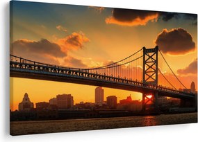 Kép - Naplemente a Ben Franklin híd felett, Philadelphia (90x60 cm)
