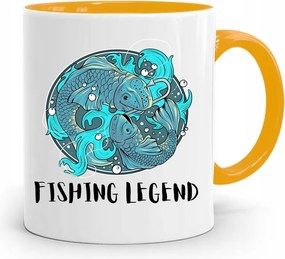 Sárga Horgász Bögre Fishing Legend Ajándék fényképes nyomtatással