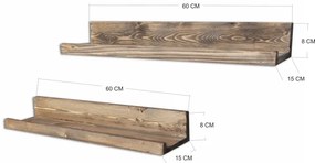 KÉSZLET 2x Fali polc 8x60 cm fenyő