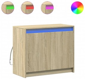 sonoma tölgy szerelt fa tálalószekrény LED-del 72 x 34 x 61 cm