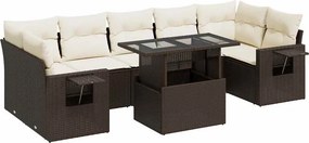 vidaXL 8 részes barna polyrattan kerti ülőgarnitúra párnákkal