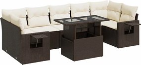 vidaXL 8 részes barna polyrattan kerti ülőgarnitúra párnákkal