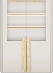 Amilio kétszárnyú vitrin 100 cm - kasmír / olajozott tölgy / világos tölgy fogantyúk