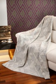 Pamut akril takaró 150x200 1382/1 szürke világos cikk-cakk ágytakaró pléd