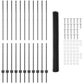 Kerti Kerítés Készlet 2 Darab Szürke Porszórt Acél 25 x 1.5 m