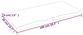 világosbarna kezelt tömör tölgyfa fali polc 100x50x(2-4) cm