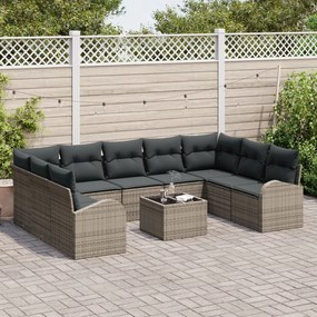 9 darabos kerti kanapészett párnákkal, fekete poli rattan, 2 személyes kerti kanapé tárolóval és párnákkal, szürke poli rattan