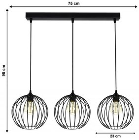 Csillár zsinóron MATT 3xE27/60W/230V