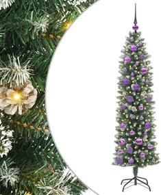 vidaXL Mű Karcsú Karácsonyi Fa 150 LED-del Zöld és Fehér 150 cm
