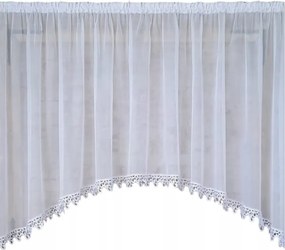 Kész függöny 500x180,íves,fehér fátyol, angol 8cm