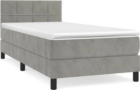 vidaXL világosszürke bársony rugós ágy matraccal 90x190 cm