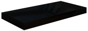 2 db magasfényű fekete MDF lebegő fali polc 50 x 23 x 3,8 cm