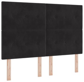 vidaXL Box Spring Ágy Matraccal és Pad Fekete 160x200 cm Bársony