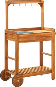 vidaXL tömör akácfa kerti zsúrkocsi 92 x 43,5 x 141,5 cm