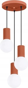Függőlámpa okker piros kerek bordázott 3 üveg fehér gömb Sollux