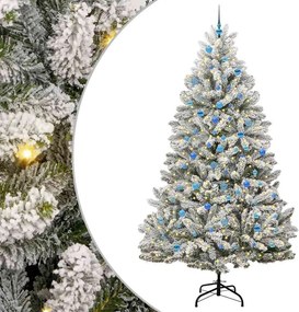 vidaXL Mű karácsonyfa 300 LED-del Zöld és Fehér 240 cm PVC és fém