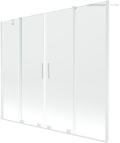 Mexen Velar Duo, 2 szárnyas eltolható kádparaván 180 x 150 cm, 8mm átlátszó üveg, fehér profil, 896-180-000-02-20