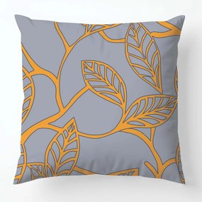 Szatén párnahuzat 40x40 Levelek narancssárga szürke Szatén