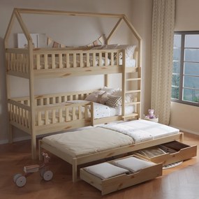 Montessori emeletes ágy pótággyal, természetes, VENITA TYP 1