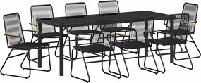vidaXL Kert étkező szett 9 pcs Fekete Porszórt acél