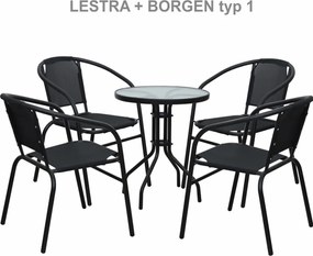 Étkezőasztal, fekete acél/edzett üveg, BORGEN TYP 1