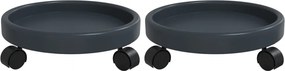 vidaXL 2 db szürke kerekes virágtartó átmérő 34 cm 35 kg