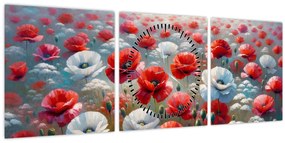 Kép - Pipacsmező (órával) (90x30 cm)