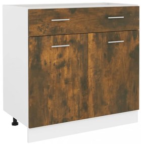 füstös tölgyszínű szerelt fa alsó fiókos szekrény 80x46x81,5 cm