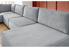 Világosszürke kordbársony sarokkanapé ("U" alakú-variálható) Nihad modular – Bobochic Paris