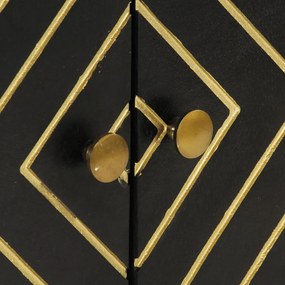 fekete és arany tömör mangófa tálalószekrény 110 x 30 x 75 cm