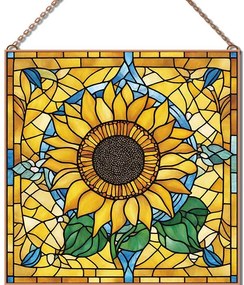 Stained-Glass-Sunflower-2 üvegkép, falikép