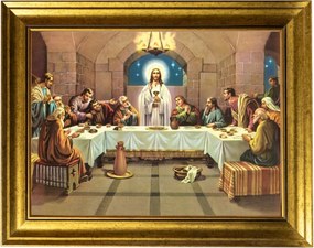 Utolsó Vacsora Szakrális Kép Arany Díszkeretben 30X40
