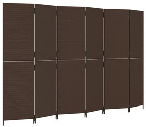 barna 6-paneles polyrattan térelválasztó