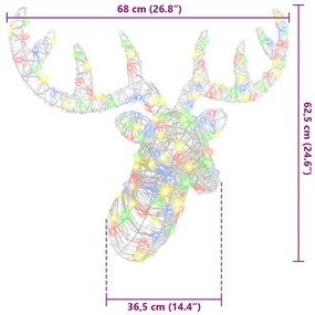 Rénszarvas fej 140 LED-del színes 60 cm Akril