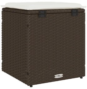 2 db barna polyrattan kerti szék párnával 40x40x43 cm