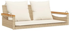 bézs polyrattan hintapad párnákkal 109 x 62 x 40 cm