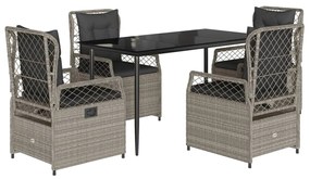 vidaXL 5részes világosszürke polyrattan kerti étkezőgarnitúra párnával