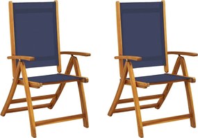 vidaXL 2 db tömör akácfa és textilén összecsukható kerti szék