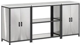 Konyhai Tároló Készlet polcokkal 3 pcs Ezüst 210 x 50 x 92 cm