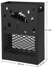 SongmicsHome RAIN fém esernyőtartó, 28x12x41cm, fekete