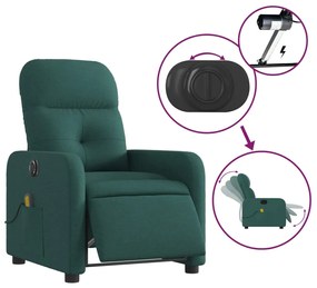 vidaXL sötétzöld szövet elektromos dönthető masszázsfotel