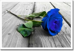 Poszterek keretben 60x40 Kék rózsa a deszkákon